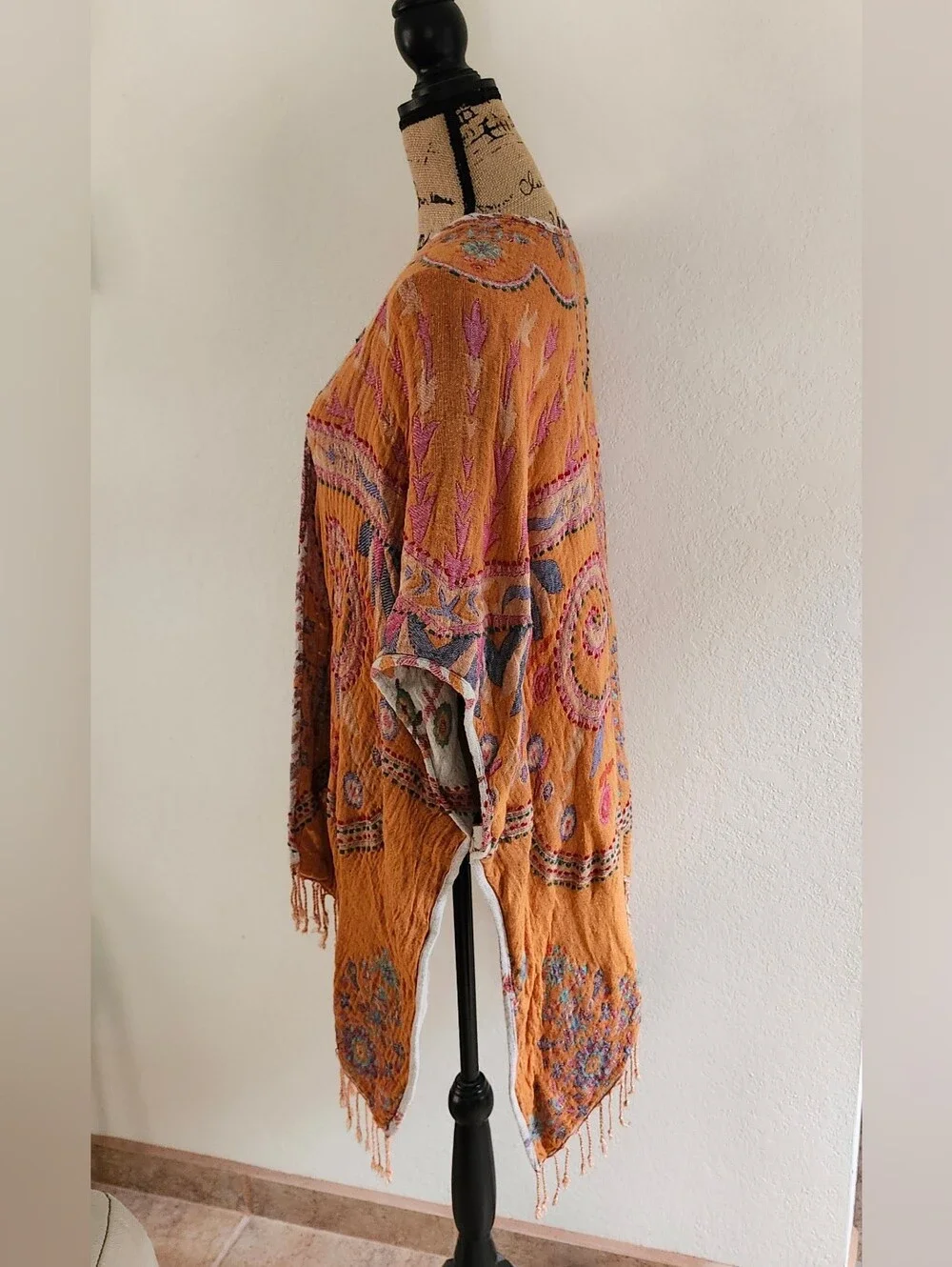 Reversible Boho Fringe Kimono Cover-up One Size